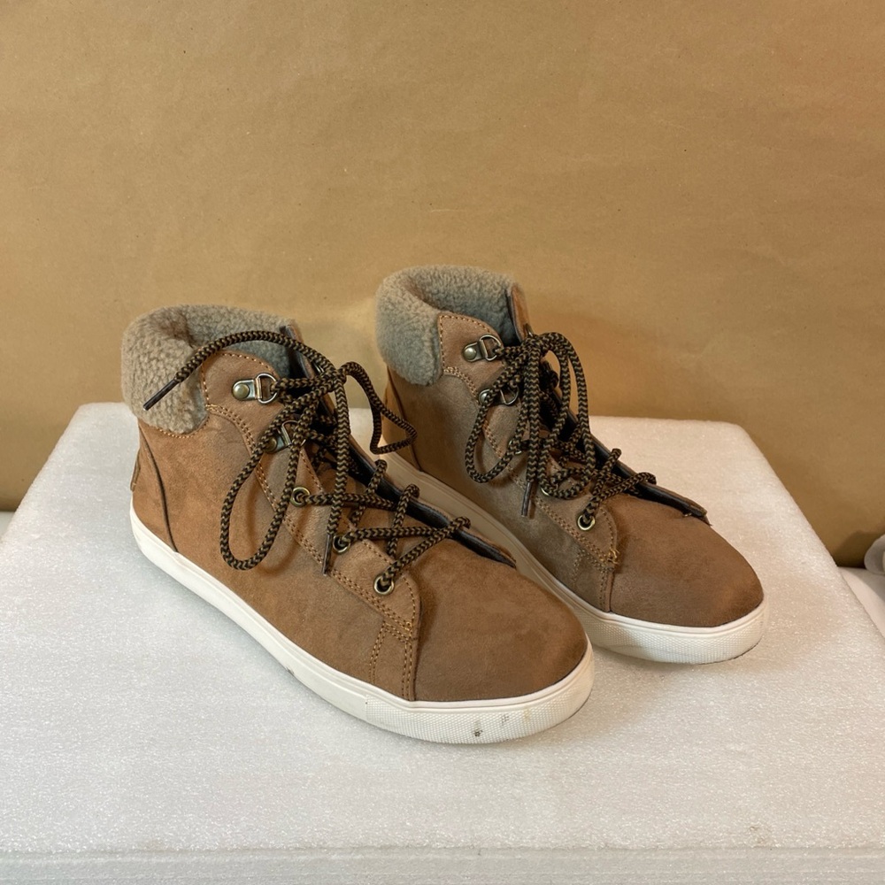 Brown Kids Shoes with Fleece Lining